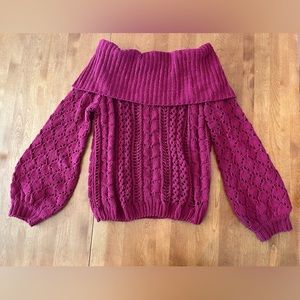 UMGEE Off the Shoulder Open Knit Chenille Top